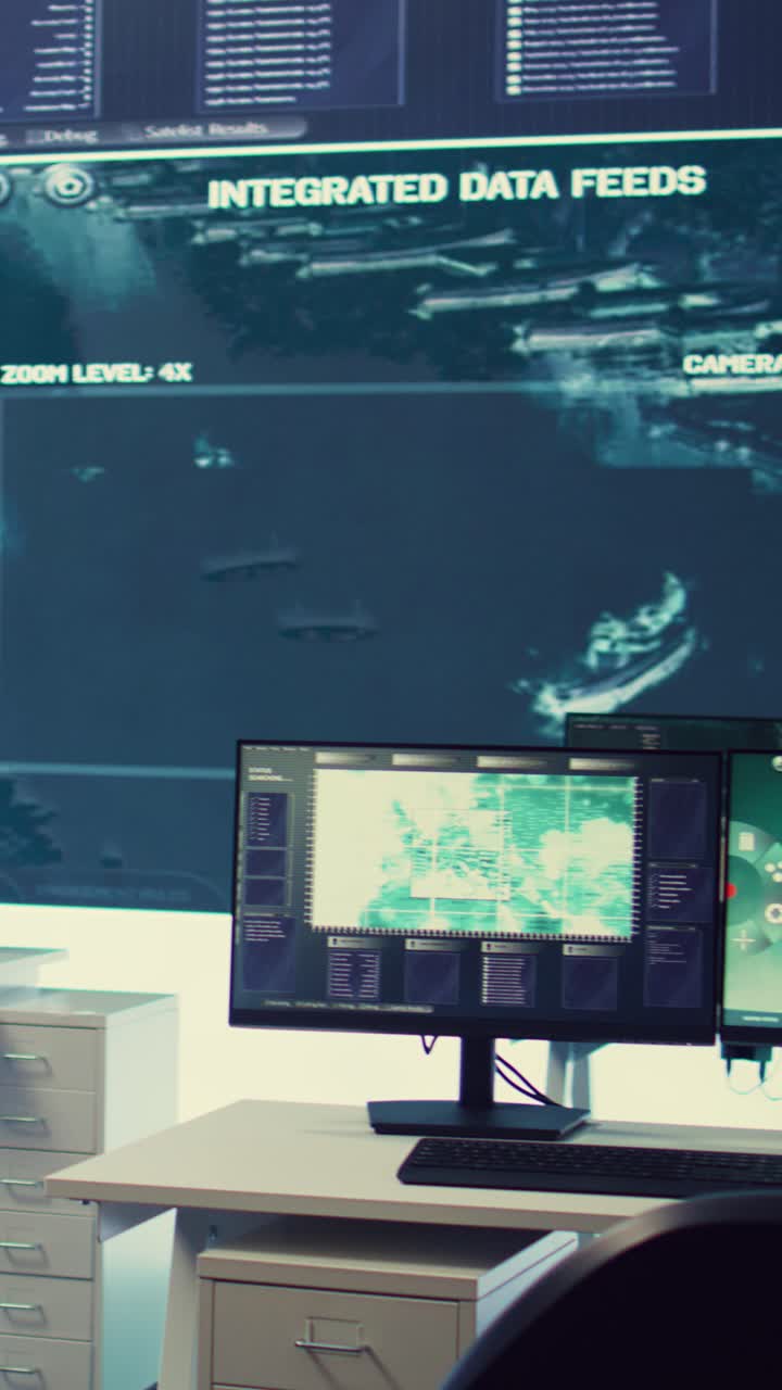 Monitoraggio avanzato della control room, feed di dati integrati e filmato aereo