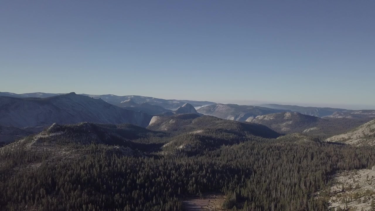 Aerial Drone Shot of Forest and Mountain in Yosemite National Park