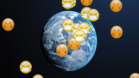 sick emoji over planet earth.