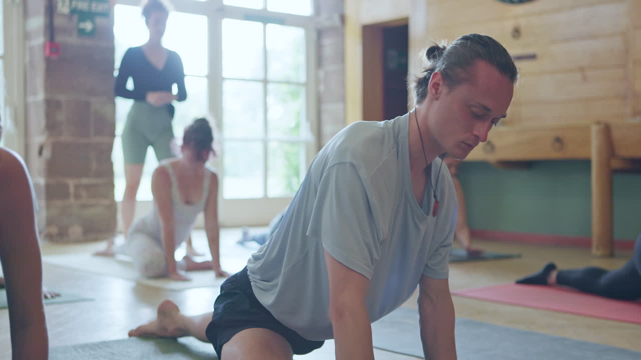 Yoga class with a group of people