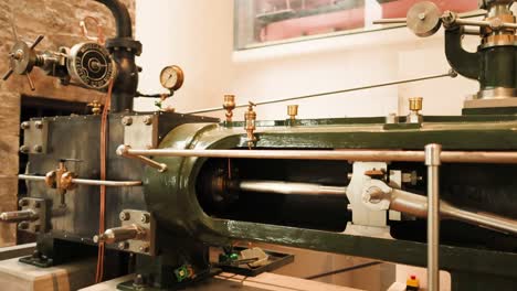 steam engine in motion at museum exhibit