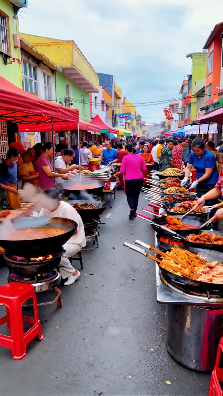mercado de comida callejera ocupado en china