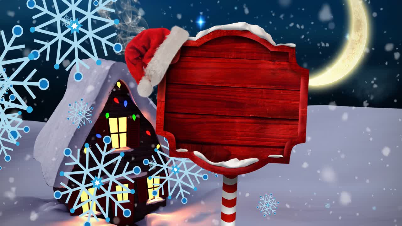 북극 표지판 의 애니메이션 과 겨울 풍경 의 복사 공간