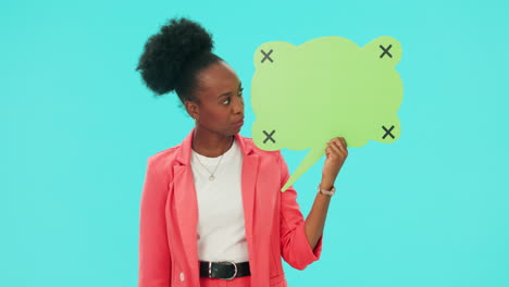 mujer africana, póster de burbuja de discurso