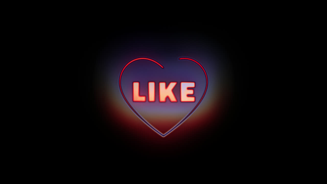 Animated Glowing Like Text and Pulsating Heart Icon