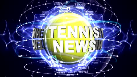 tennis news text animation and ball, loop