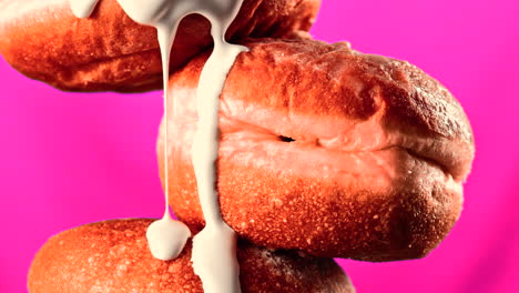 dripping glaze donuts on a pink background