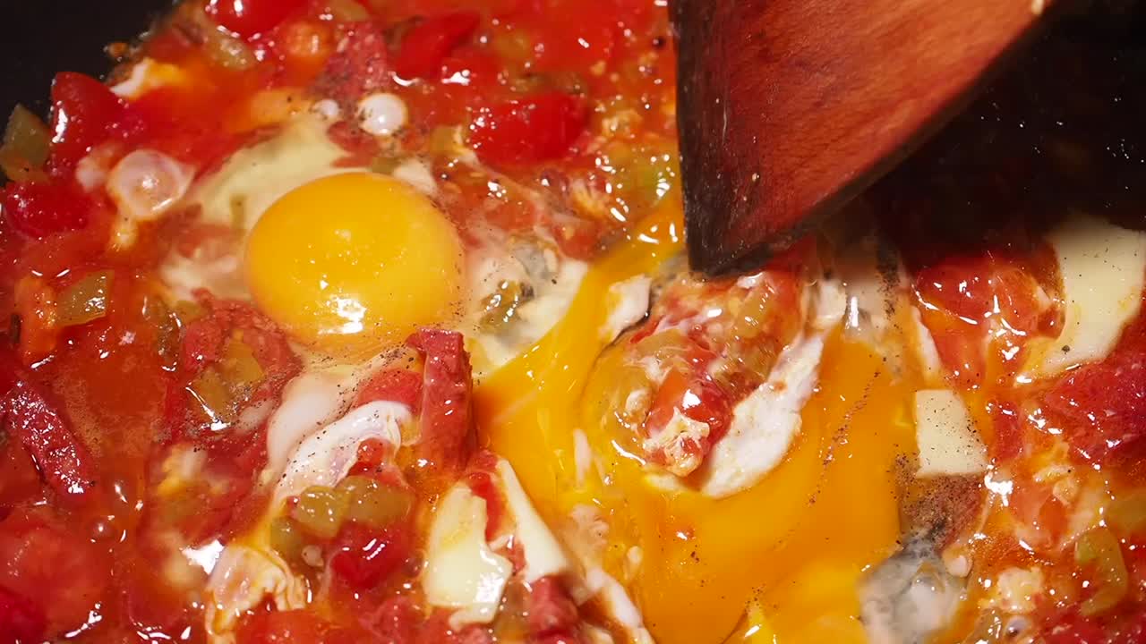 Cooking Turkish Eggs with Tomato Sauce