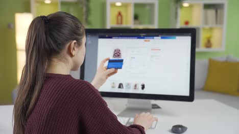 woman shopping online store from home.