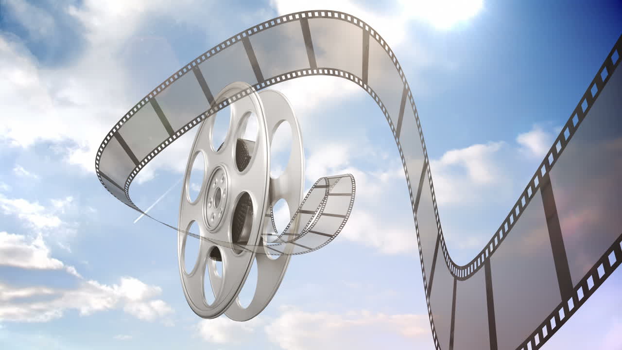 필름 릴에서 굴러 나오는 필름