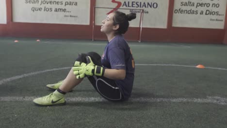 female soccer goalkeeper catch the ball girls playing soccer