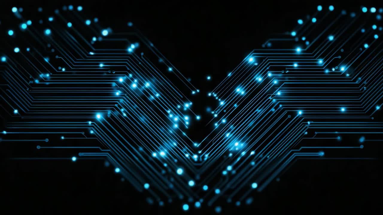 Captivating Circuitry: A Stunning Visual Journey through Digital Connectivity and Light with Vibrant Lines and Dynamic Effects Against a Dark Background