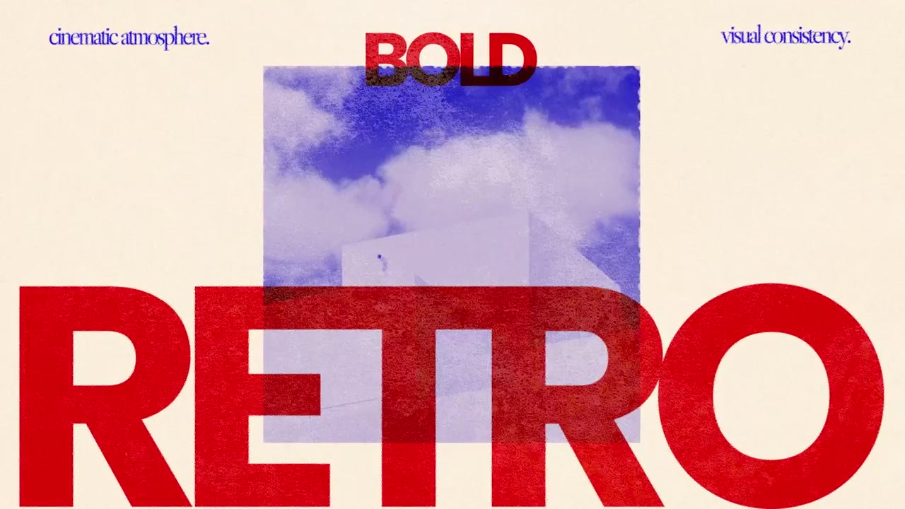 Šablona pohybové typografie v retro stylu s abstraktními vizuály