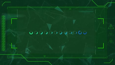 Animation-Der-Datenverarbeitung-Beim-Scannen-Des-Zielfernrohrs-Und-Der-Bewegung-Von-Markierungen-Auf-Grünem-Hintergrund