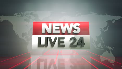 live 24 news with world map and red grid