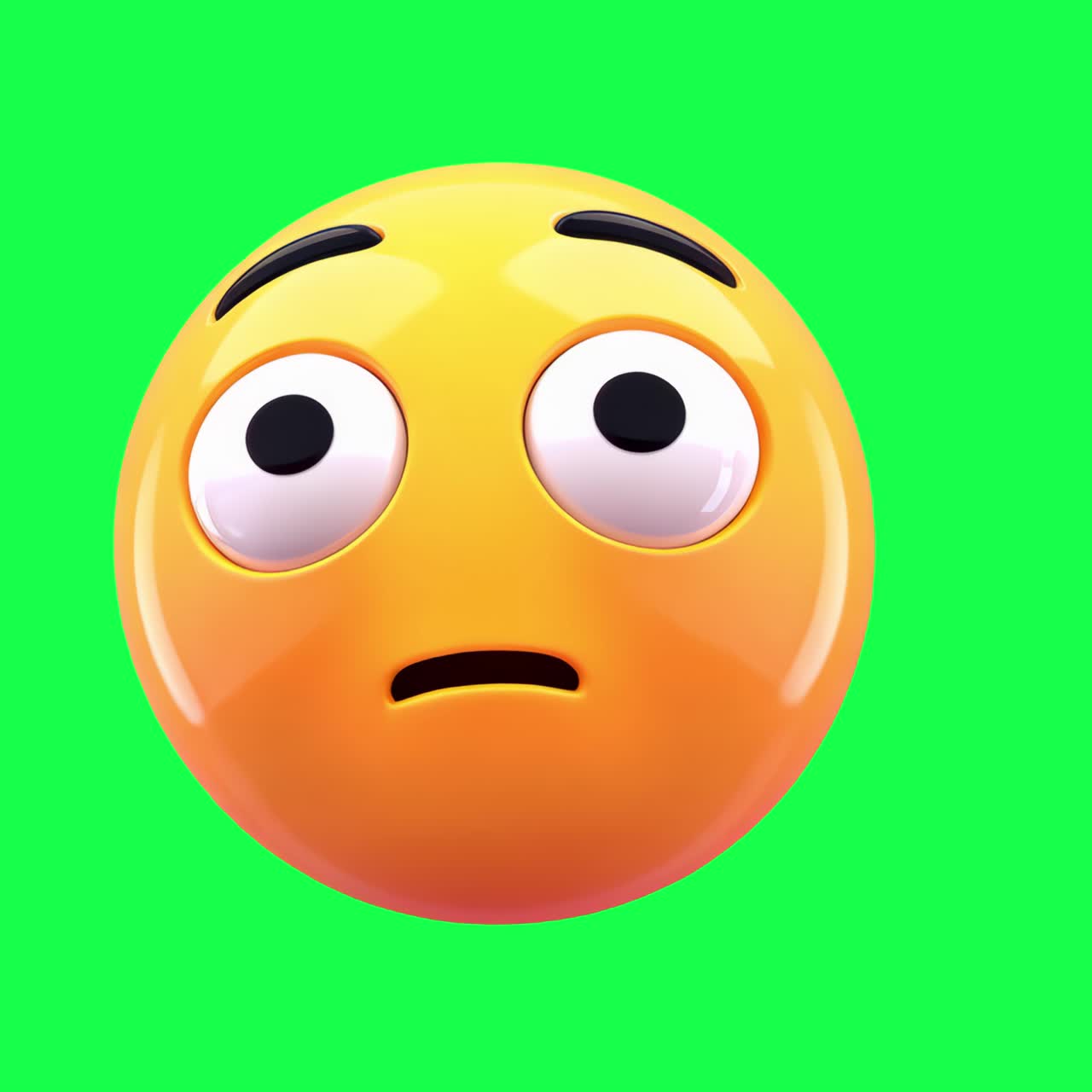 Animeret overrasket emoji ansigtsudtryk, transparent 4K-video, green screen
