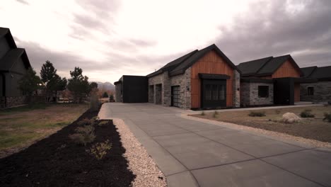 Luxury-home-driveway,-garage-and-front-yard-exterior