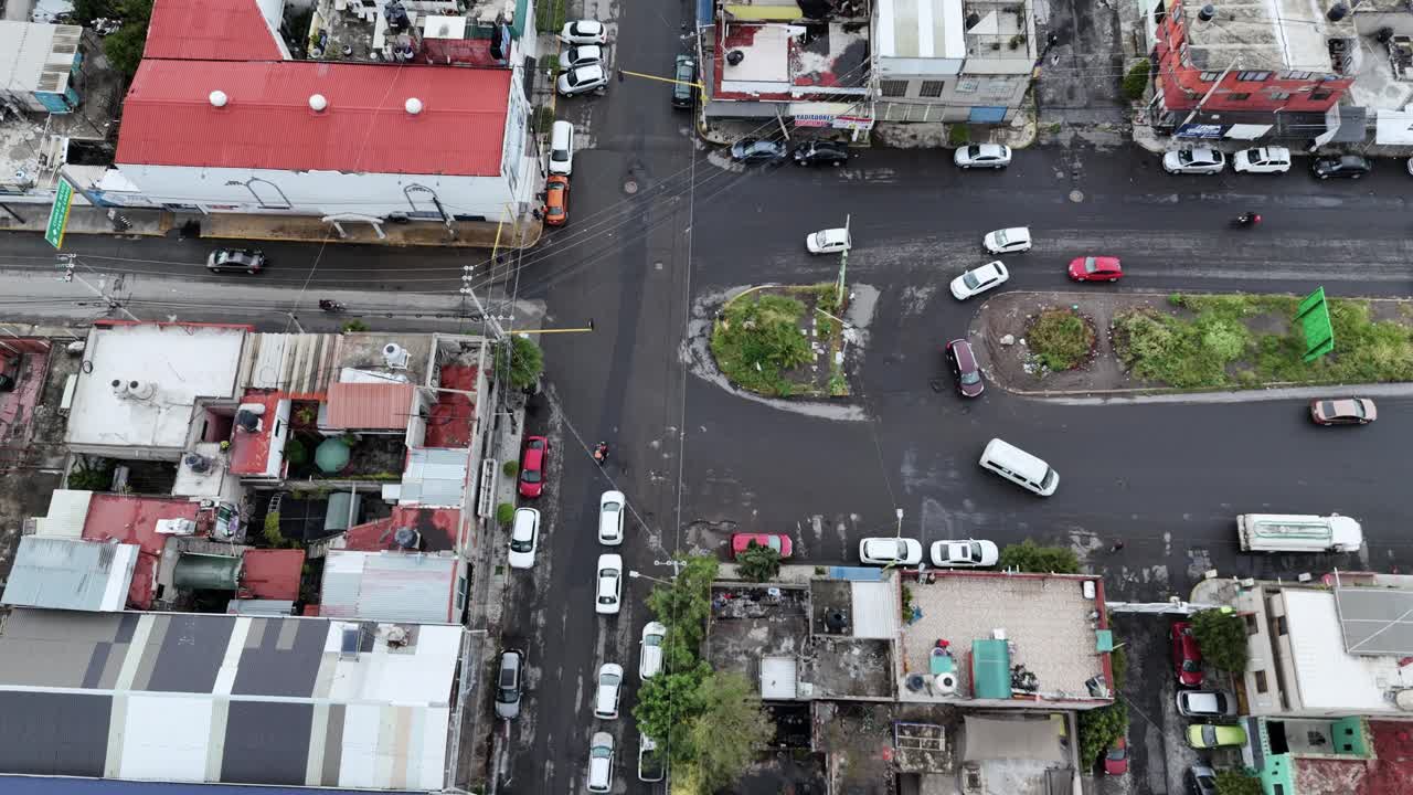 Aerial View of a City Intersection in Mexico