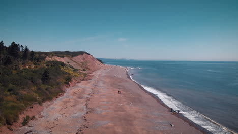 Flying a drone down a beach in New Brunswick, Canada