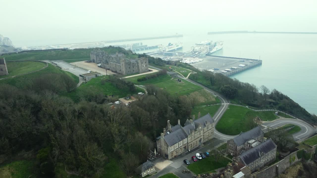 Aerial View of Dover Castle and Ferry Port