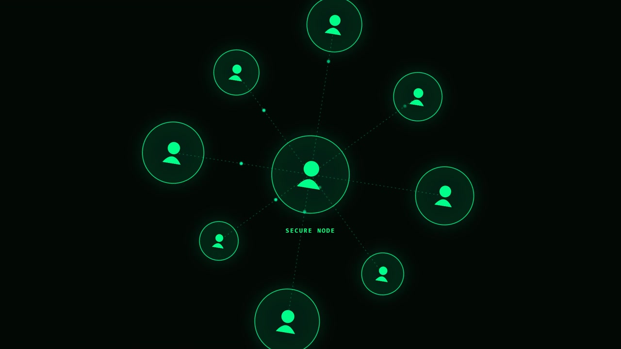 Digital Network Diagram with Secure Node and Connected Users