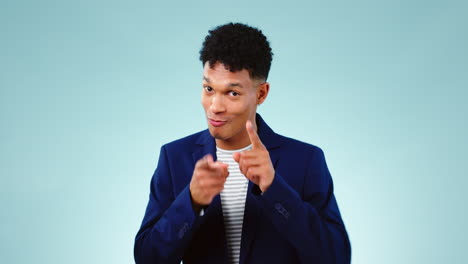 pointing to you, face and man with motivation