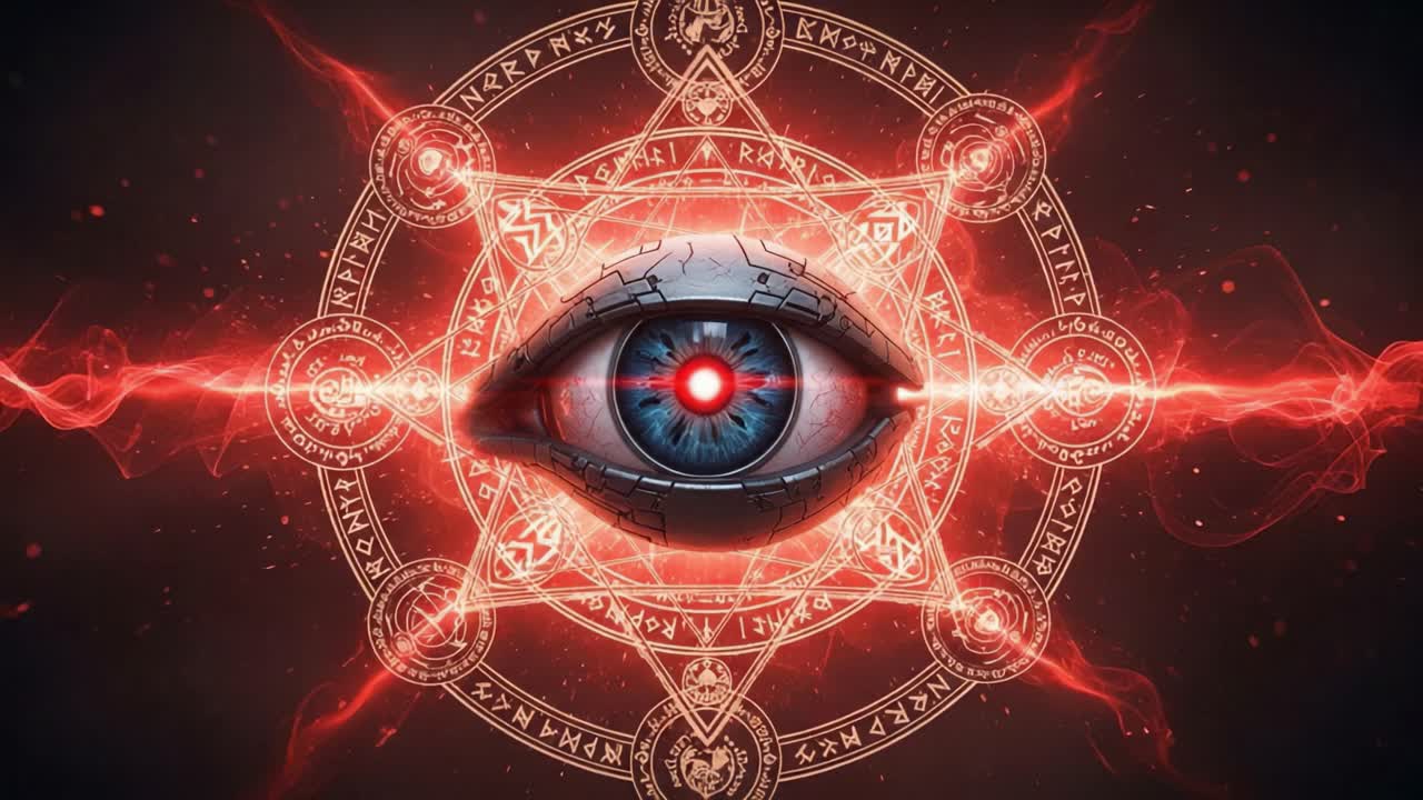 Mysterious Eye in Enigmatic Symbolism: A Captivating Journey Through Esoteric Elements and Visual Intrigue, Merging Ancient Alchemy with Modern Aesthetics in a Spellbinding Display
