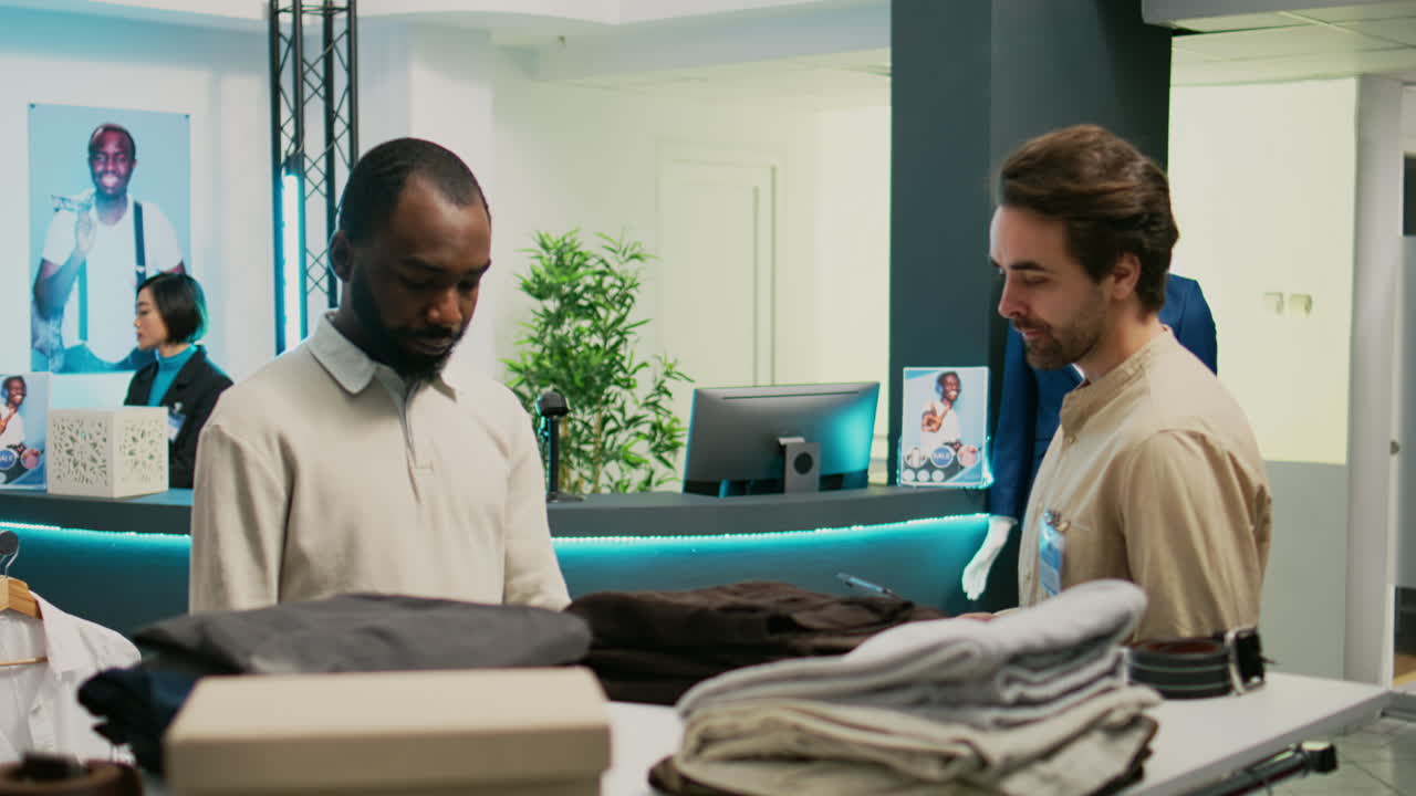 Customers shopping in a clothing store
