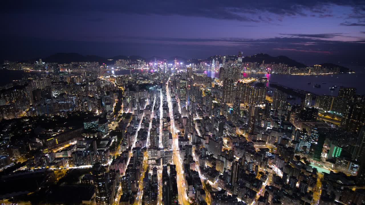 hong kong aéreo por la noche