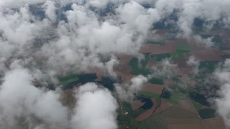 aerial view of farmland and clouds