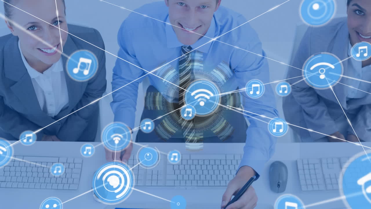 animación de la red de conexiones entre diversos empresarios