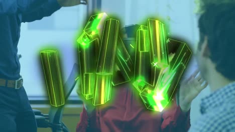 animación de un grupo de iconos de candados sobre las barras de los científicos