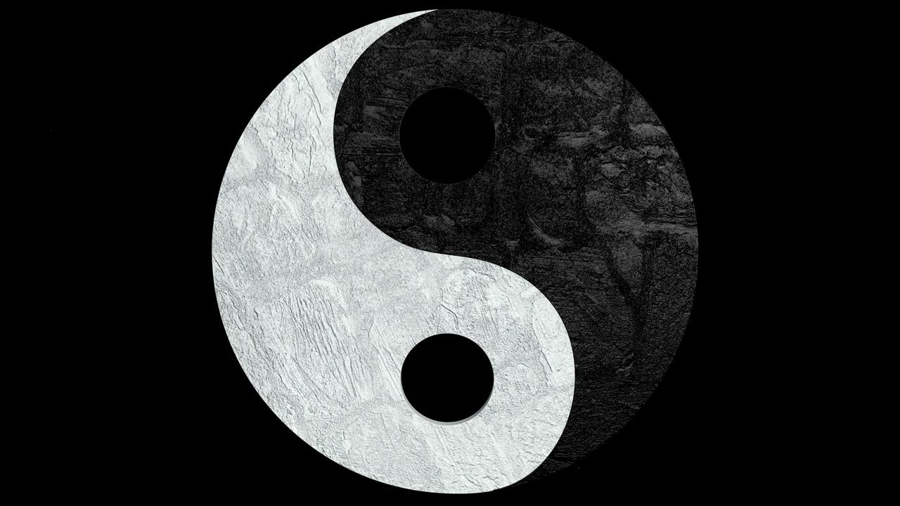 animación 3d del símbolo de equilibrio emergente (yin yang) con el canal alfa