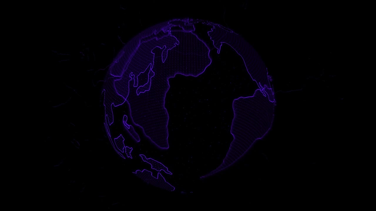 planeta tierra en bucle - 4k globo digital abstracto - conexiones globales con puntos de conexión - futurista alta tecnología bucle planeta - tierra conectada - red tecnológica y tierra digital 4k - color púrpura