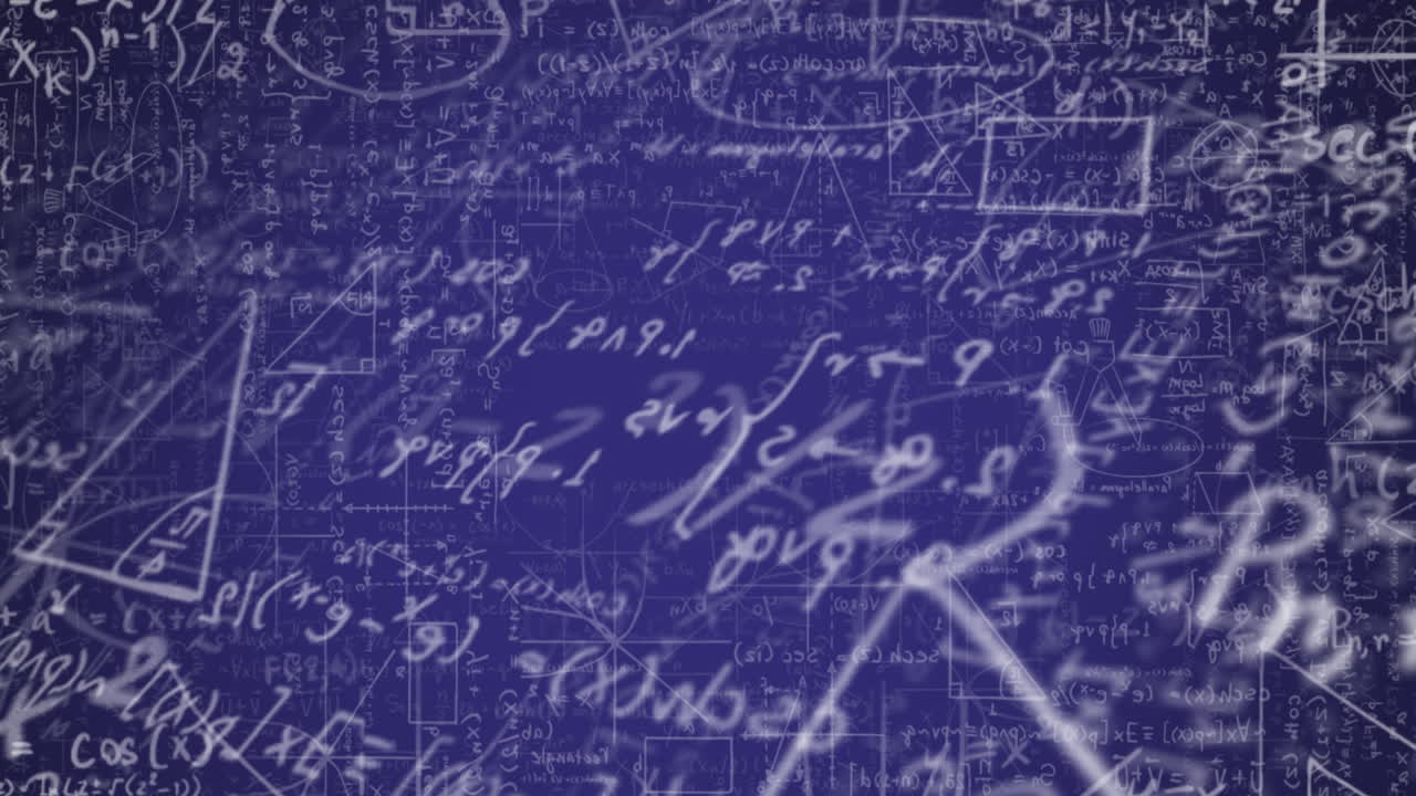 animación de ecuaciones matemáticas sobre un fondo azul