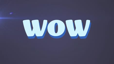 animation of wow text with geometric shapes over lens flare against abstract background