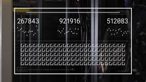 animation of numbers and data processing over computer servers