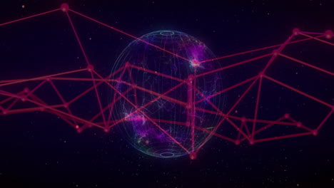 animación de la red de conexiones y el globo sobre fondo negro