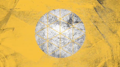 diseño de forma de círculo geométrico contra un fondo amarillo texturizado