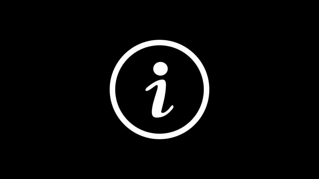 Info sign - Information animated cartoon sign. Alpha channel, 4K