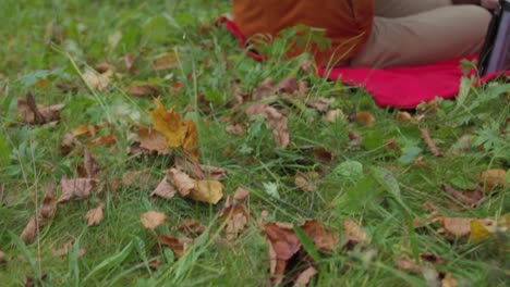 couple enjoying a picnic in autumn park