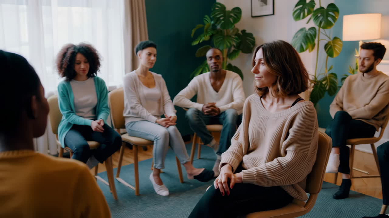 Folk deltager i et støttegruppemøde