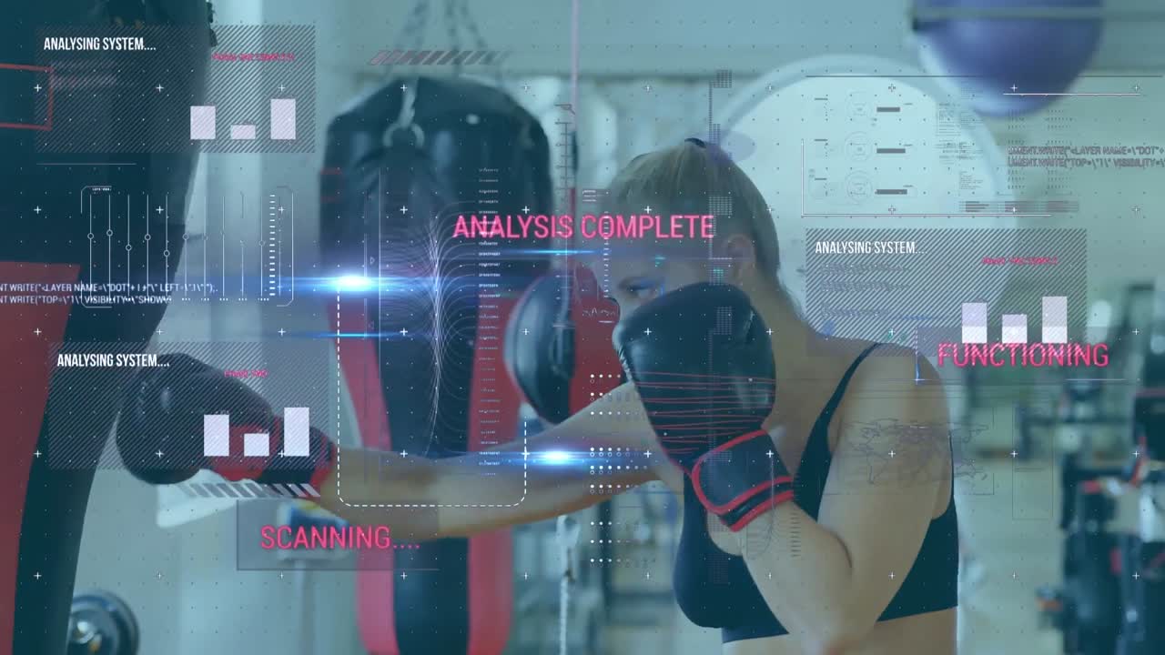 interfaz digital con procesamiento de datos contra el entrenamiento de boxeadoras