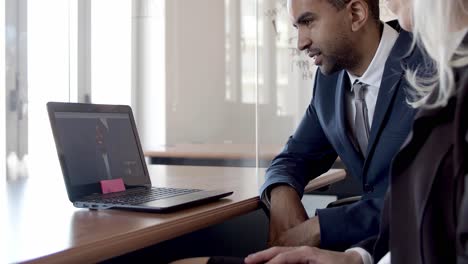 business colleagues talking via video call