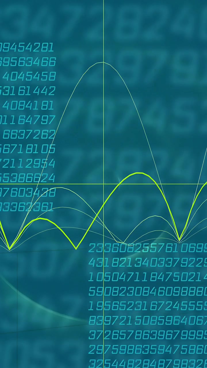 Vertical video: Crosshair appearing, green trace rising then falling, traces settling, monitoring