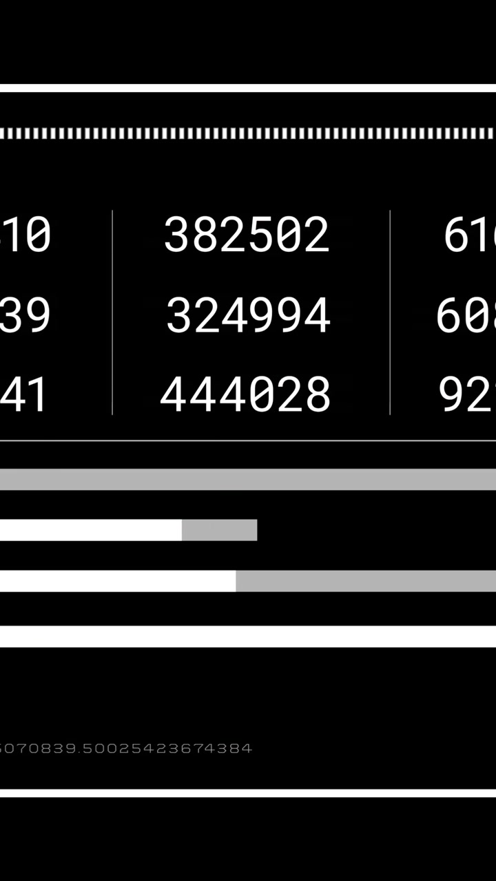 Animación del procesamiento de datos sobre fondo negro