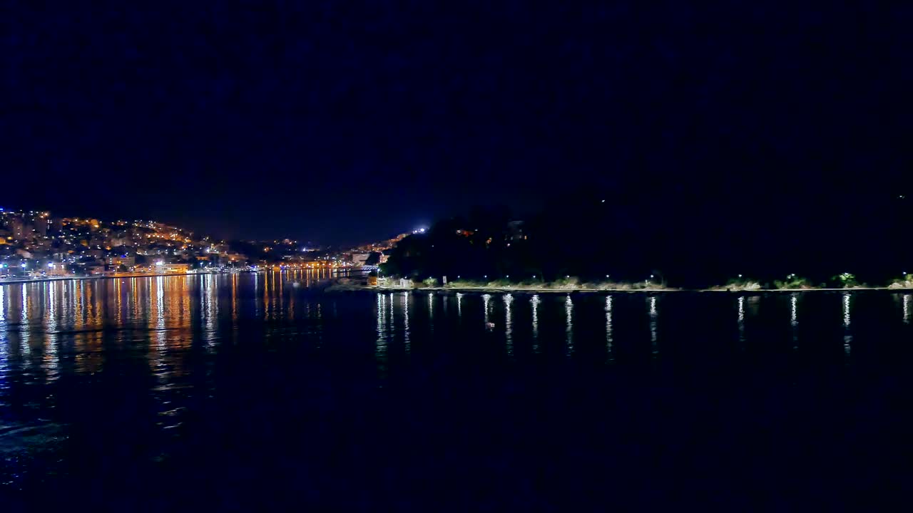 Night Cityscape with Water Reflections