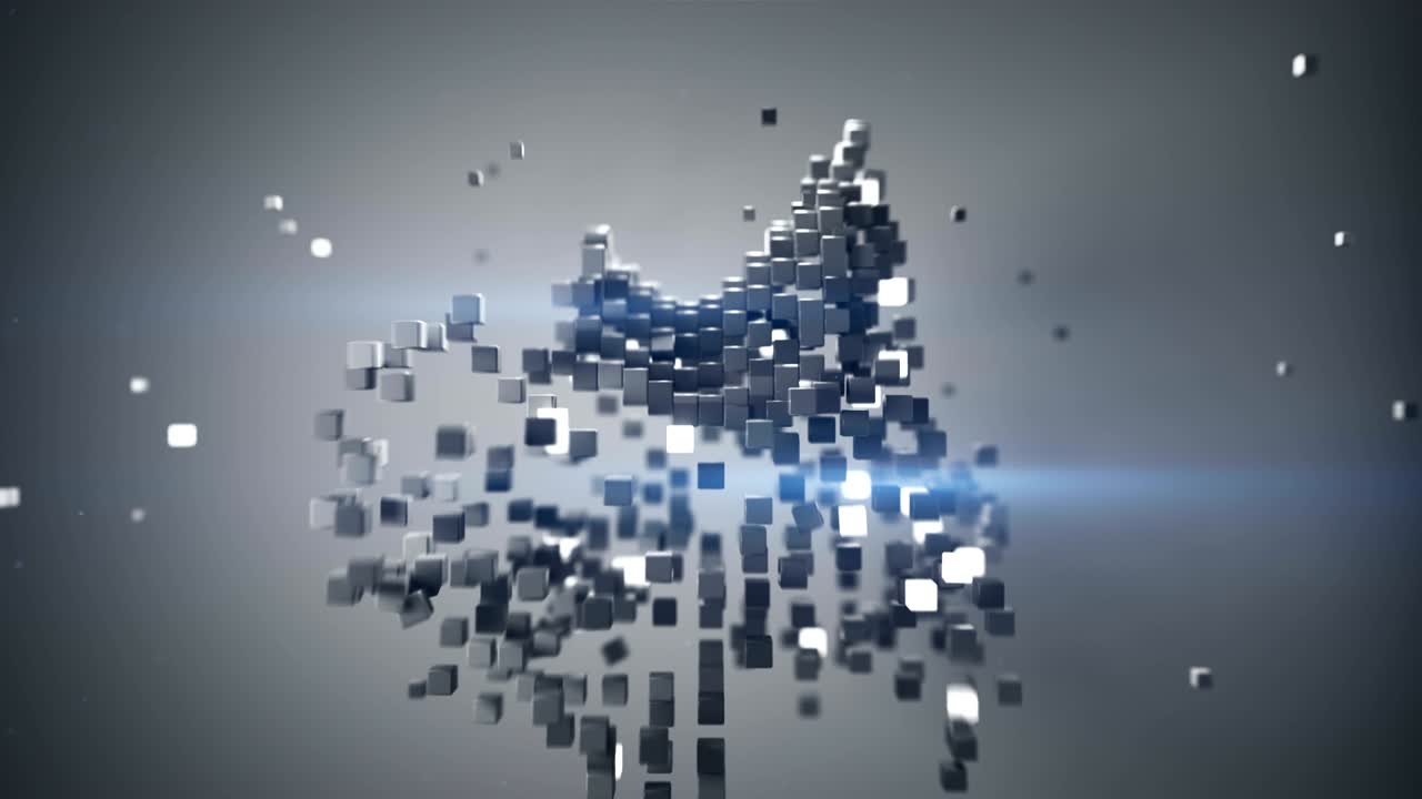 Cubic particles in free space seamless loop 3D animation