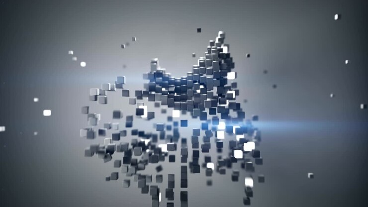 Cubic particles in free space seamless loop 3D animation