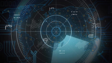 Animation-of-scope-and-data-processing-over-computer-circuit-board